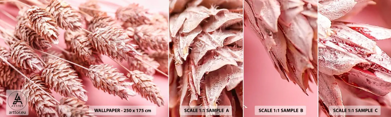 Fototapeten Muster Selbstklebend Deluxe Sticker - Eine Blumenkaskade in Rosa - Getrocknete Blumen, Blumenstrauß, Blumen - 100x30 cm