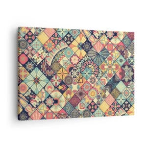 Bild auf Leinwand - Leinwandbild - Bunte geometrische Muster, inspiriert vom marokkanischen Stil - 70x50cm - marokkanische Atmosphäre - Moderne Wanddekoration für Wohnzimmer und Schlafzimmer ARTTOR