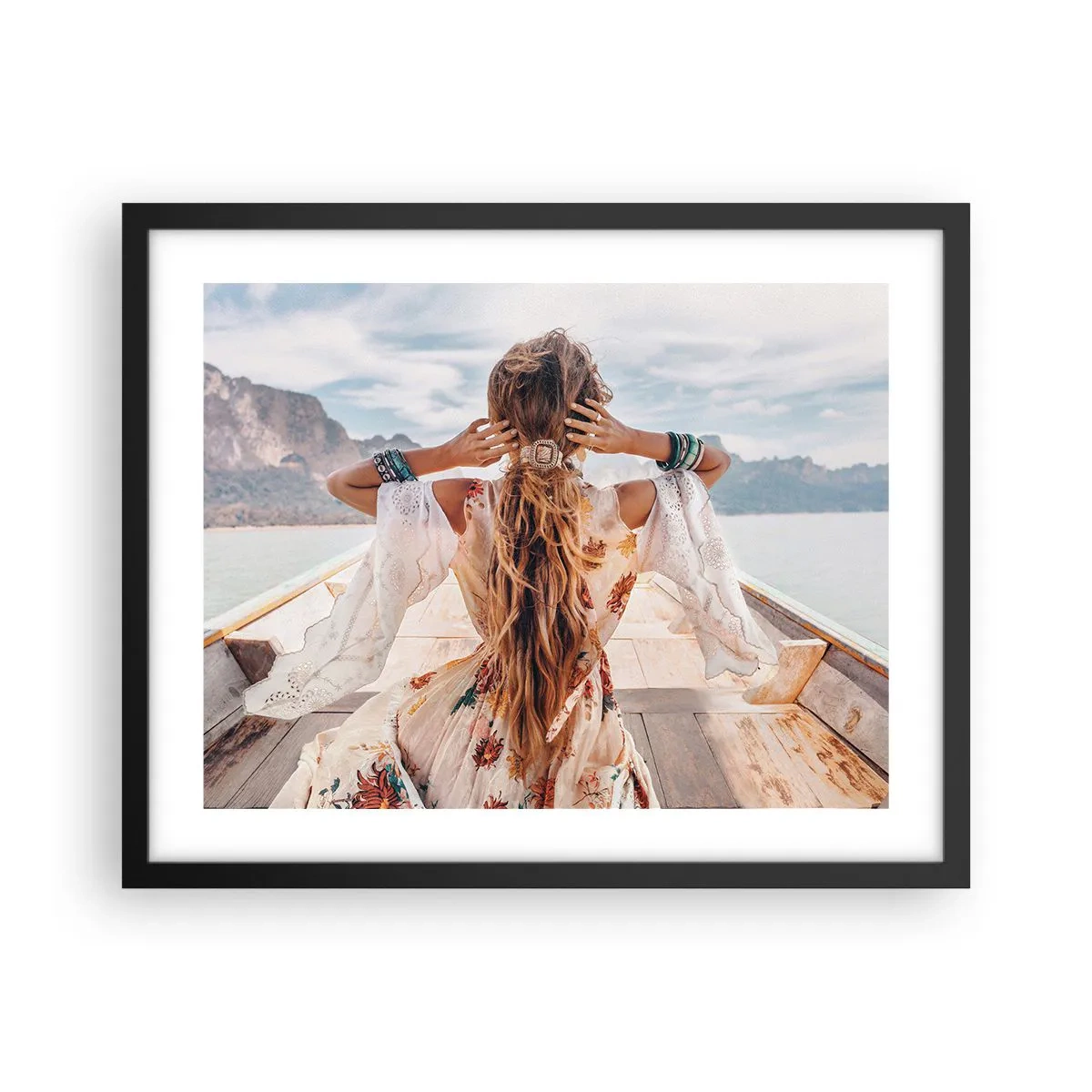 Poster in einem schwarzem Rahmen - Auf dem Weg zum Glück - 50x40 cm