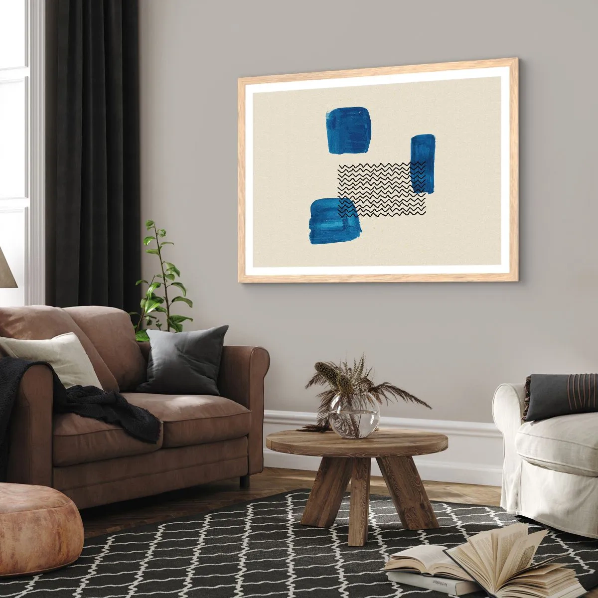 Poster in einem Rahmen aus heller Eiche - Ein abstraktes Quartett - 91x61 cm