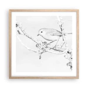 Poster in einem Rahmen aus heller Eiche - Wintermorgen - 50x50 cm