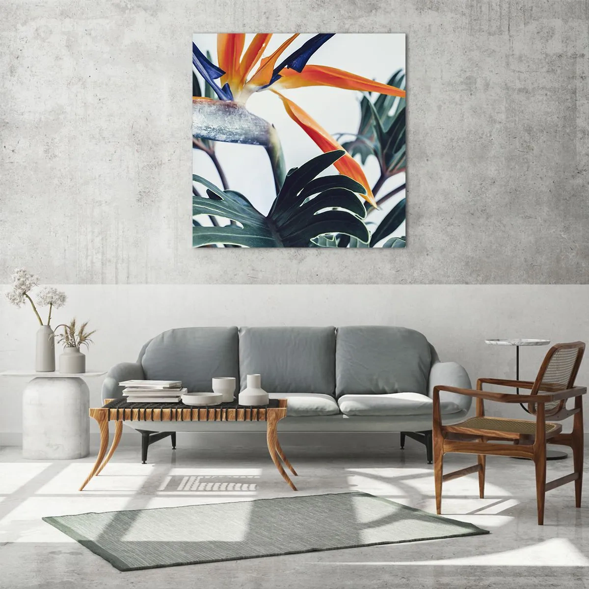 Glasbild - Bild auf glas - Vogelbusch - 70x70 cm
