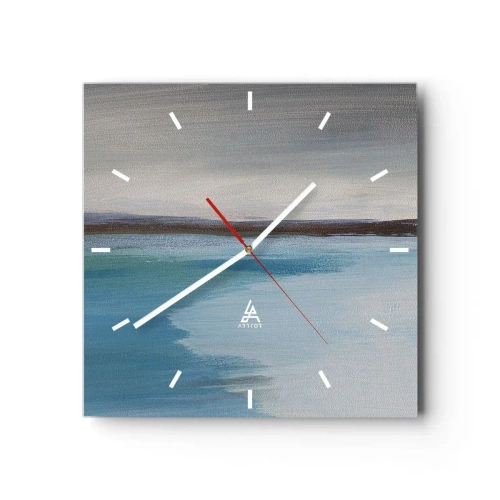 Wanduhr - Glasuhr - Eine minimalistische Landschaft mit Wasserlinie und Horizont - 30x30cm - Horizontale Landschaft - Moderne Wanddekoration für Wohnzimmer und Schlafzimmer ARTTOR
