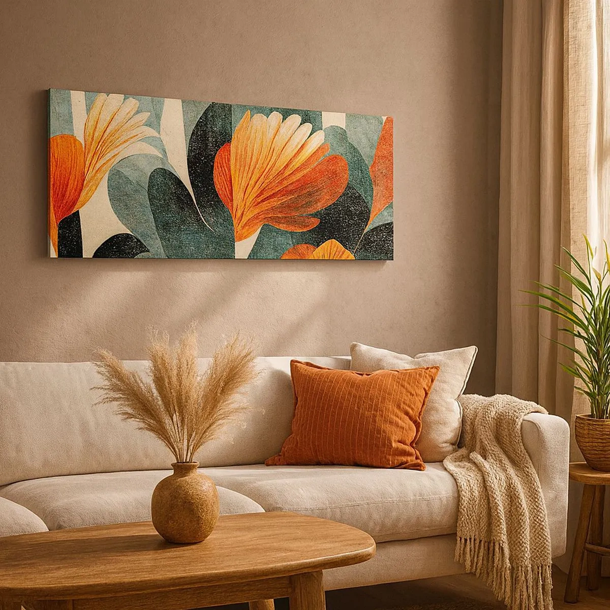 Bild auf Leinwand - Leinwandbild - Hitze der Tropen und Kühle des Grüns - 100x40 cm