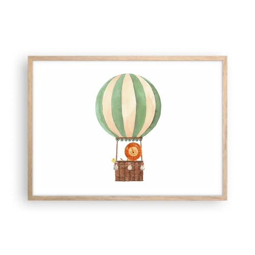 Poster in einem Rahmen aus heller Eiche - Leons Reisen - 70x50 cm