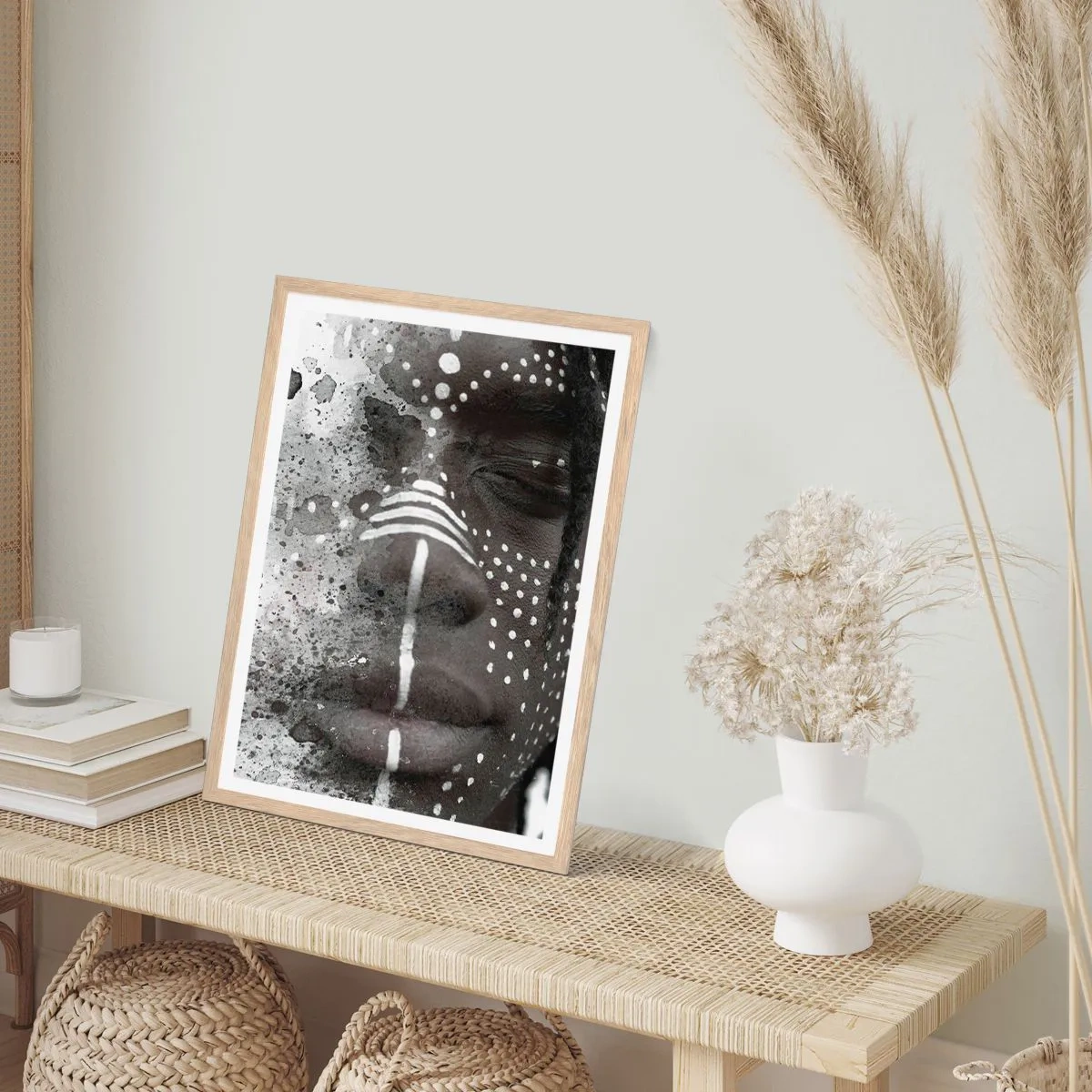 Poster in einem Rahmen aus heller Eiche - Entdecke den Urgeist - 40x50 cm