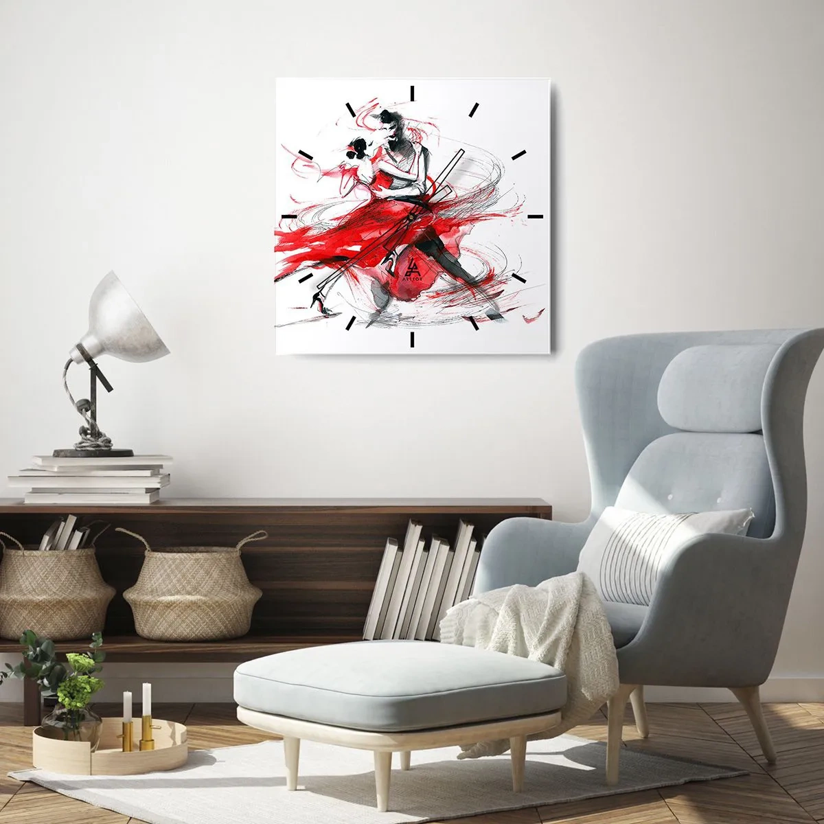 Wanduhr - Glasuhr - Tango – der Rhythmus der Leidenschaft - 40x40 cm