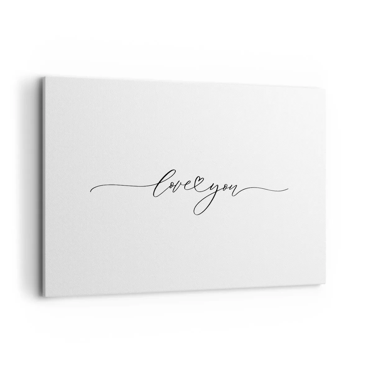 Bild auf Leinwand - Leinwandbild - Die Aufschrift „Ich liebe dich“ in eleganter Schriftart - 120x80cm - Schwarz auf weiß - Moderne Wanddekoration für Wohnzimmer und Schlafzimmer ARTTOR