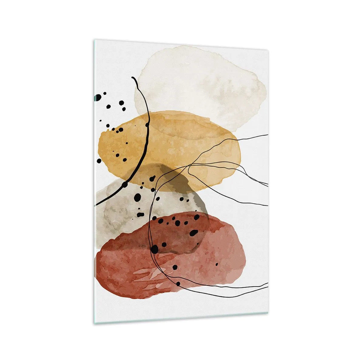 Glasbild - Bild auf glas - Abstrakte Flecken in Beige-, Gelb- und Rottönen - 70x100cm - Wie leichte, transparente Luft - Moderne Wanddekoration für Wohnzimmer und Schlafzimmer ARTTOR