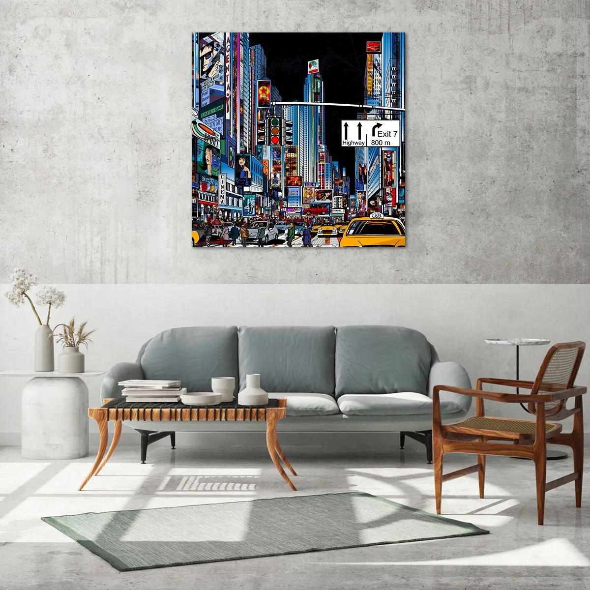 Glasbild - Bild auf glas - Comicbuch große Nacht - 70x70 cm