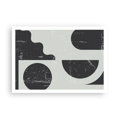 Poster - Geometrische Muster in Schwarz- und Grautönen - 100x70cm - Komposition oben und unten - Moderne Wanddekoration für Wohnzimmer und Schlafzimmer ARTTOR