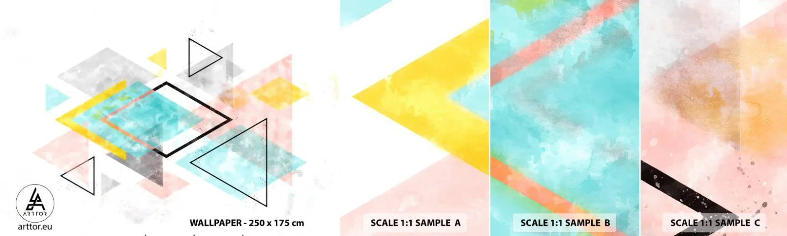 Fototapetenmuster Standard Eco - Geometrisches Spiel - Hell, Dreiecke, Minimalismus - 100x30 cm