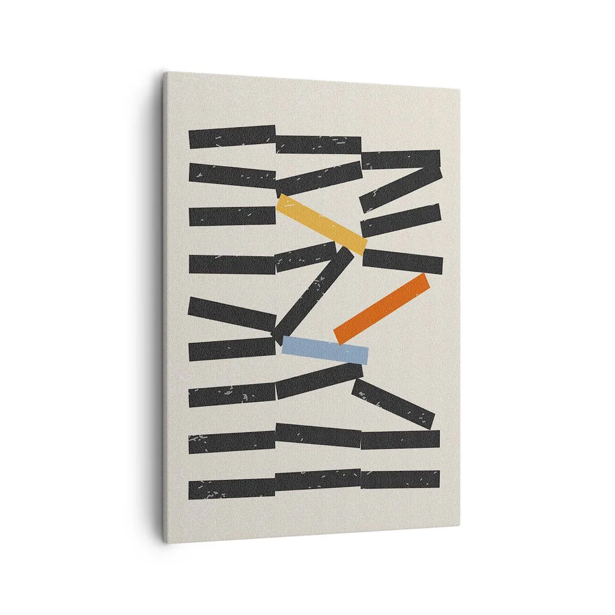 Bild auf Leinwand - Leinwandbild - Abstrakte Komposition mit farbigen und schwarzen Rechtecken - 50x70cm - Domino – Komposition - Moderne Wanddekoration für Wohnzimmer und Schlafzimmer ARTTOR