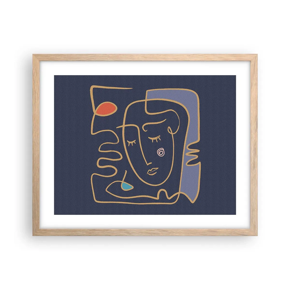 Poster in einem Rahmen aus heller Eiche - In Gedanken - 50x40 cm