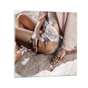 Glasbild - Bild auf glas - Von den Wellen geworfen? - 40x40 cm