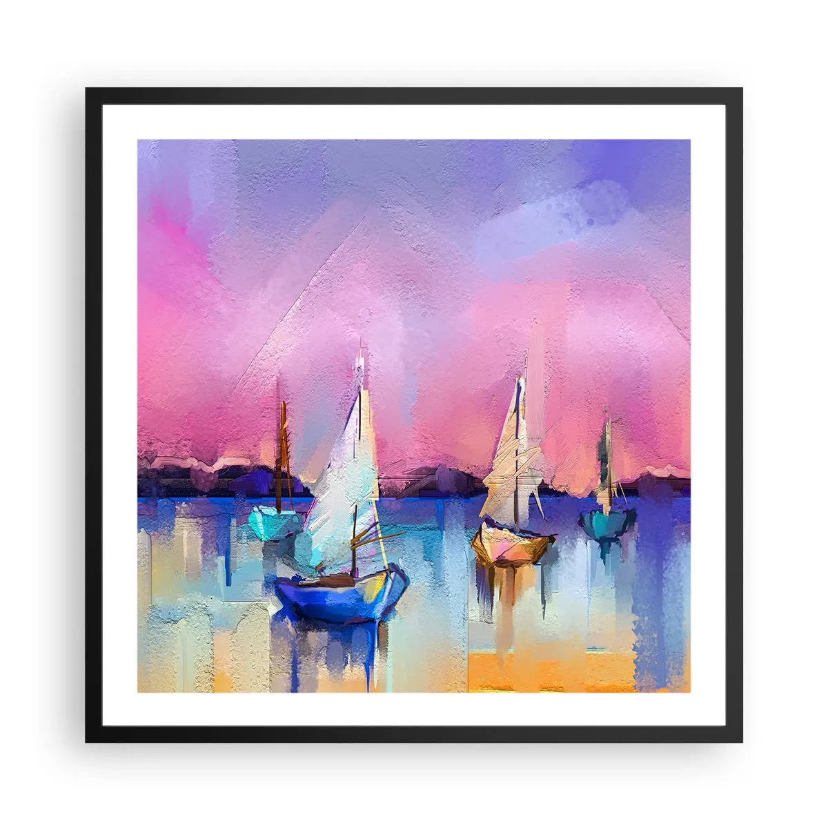 Poster in einem schwarzem Rahmen - Richtung: breites Wasser - 60x60 cm