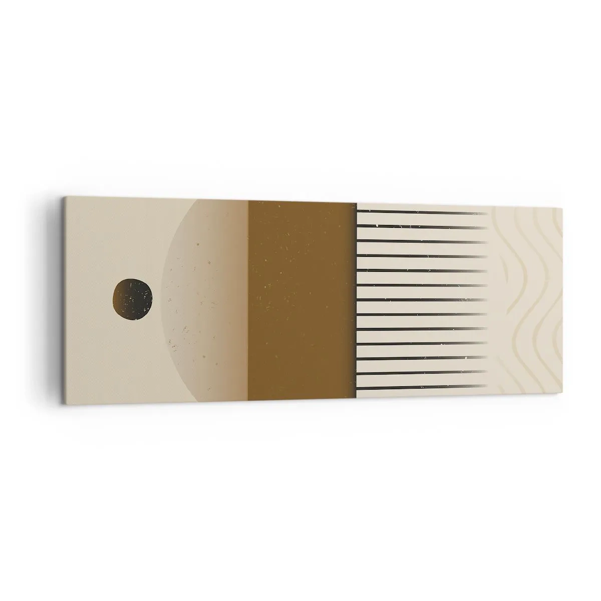 Bild auf Leinwand - Leinwandbild - Abstrakte geometrische Komposition in Beige- und Brauntönen - 140x50cm - Verschiedene Staaten - Moderne Wanddekoration für Wohnzimmer und Schlafzimmer ARTTOR