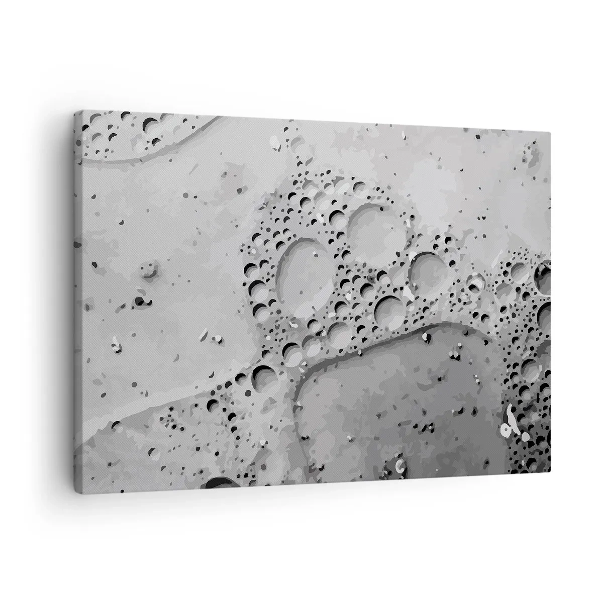 Bild auf Leinwand - Leinwandbild - Schwarz-weißes Blasenmuster im minimalistischen Stil - 70x50cm - Schaumpfad - Moderne Wanddekoration für Wohnzimmer und Schlafzimmer ARTTOR