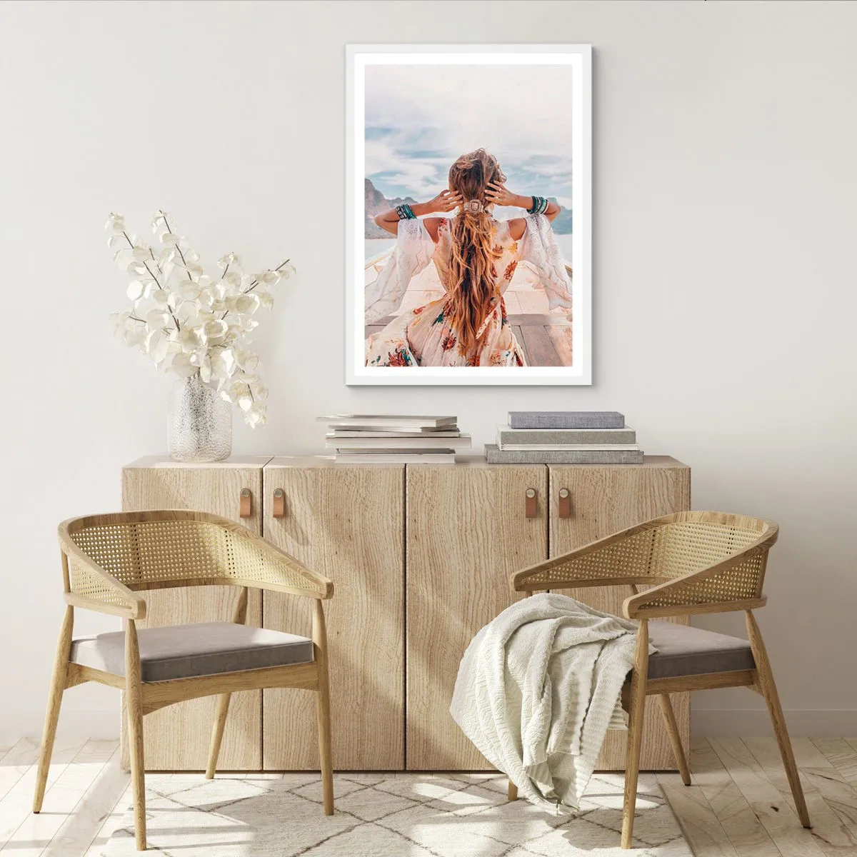 Poster in einem weißen Rahmen - Auf dem Weg zum Glück - 61x91 cm