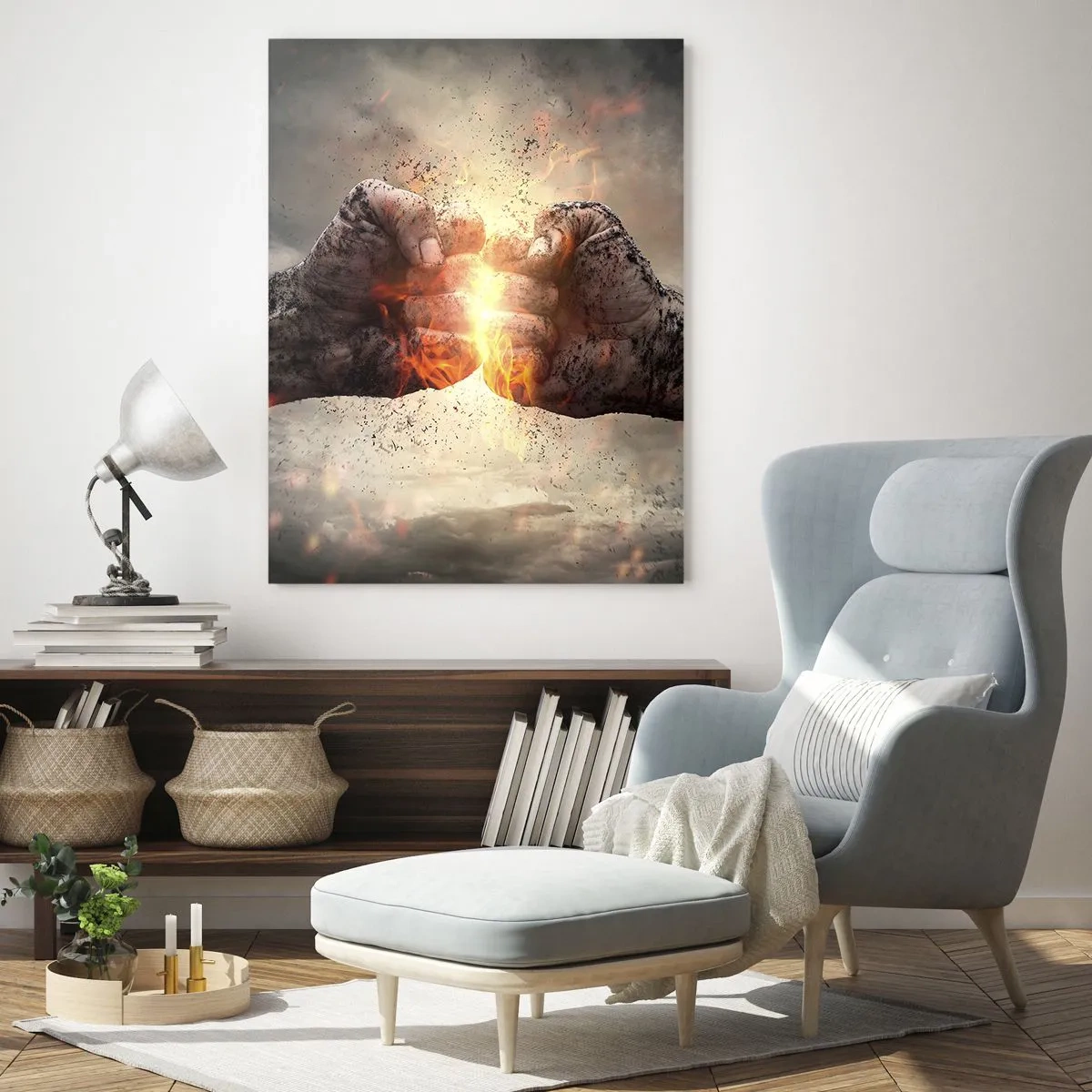 Glasbild - Bild auf glas - Stehen Sie dem Kampf gegenüber - 50x70cm - Steh auf für einen Kampf - Moderne Wanddekoration für Wohnzimmer und Schlafzimmer ARTTOR