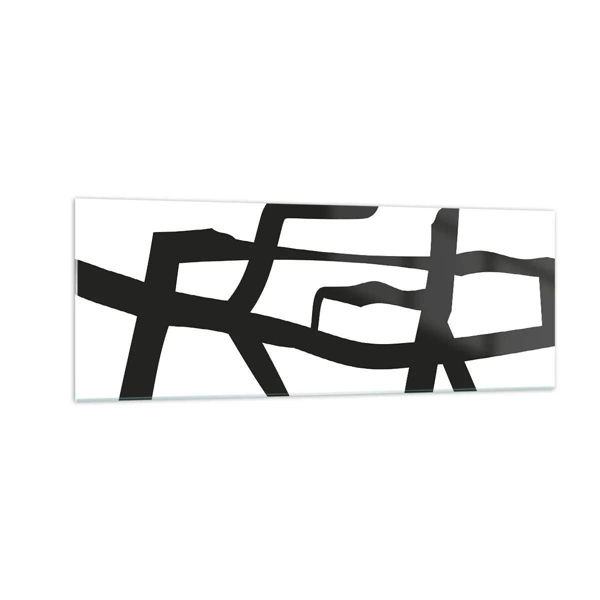 Glasbild - Bild auf glas - Minimalistisches Schwarz-Weiß-Muster mit geometrischen Linien - 140x50cm - Schwarz-Weiß-Design - Moderne Wanddekoration für Wohnzimmer und Schlafzimmer ARTTOR