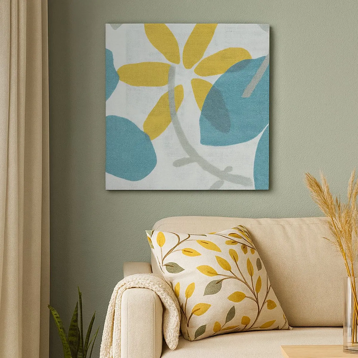 Bild auf Leinwand - Leinwandbild - Unter den azurblauen Blättern - 30x30 cm