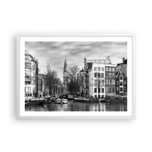 Poster in einem weißen Rahmen - Amsterdamer Atmosphäre - 70x50 cm