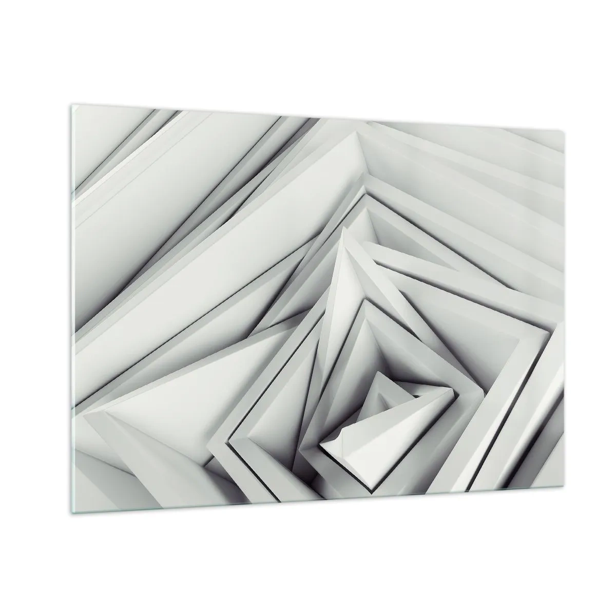 Glasbild - Bild auf glas - Dreidimensionale geometrische Formen in Grautönen - 100x70cm - Spitzwinklige Knospen - Moderne Wanddekoration für Wohnzimmer und Schlafzimmer ARTTOR