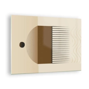 Glasbild - Bild auf glas - Beige und braune Abstraktion mit geometrischen Formen und Linien - 70x50cm - Verschiedene Staaten - Moderne Wanddekoration für Wohnzimmer und Schlafzimmer ARTTOR
