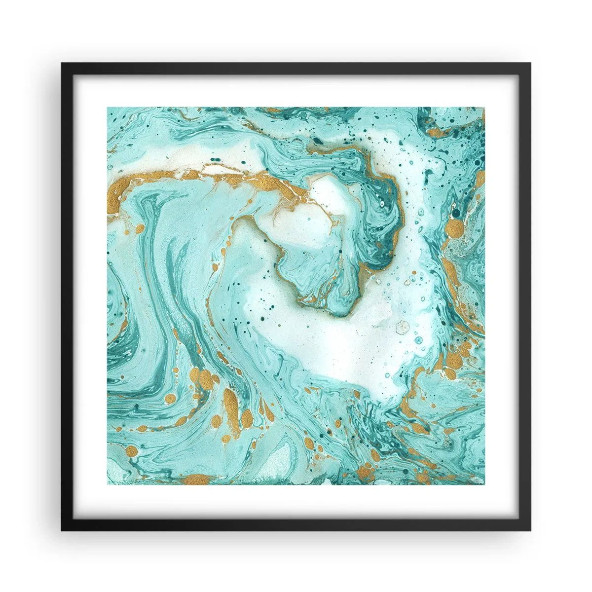 Poster in einem schwarzem Rahmen - Unter der großen Welle der Edo-Ära - 50x50 cm