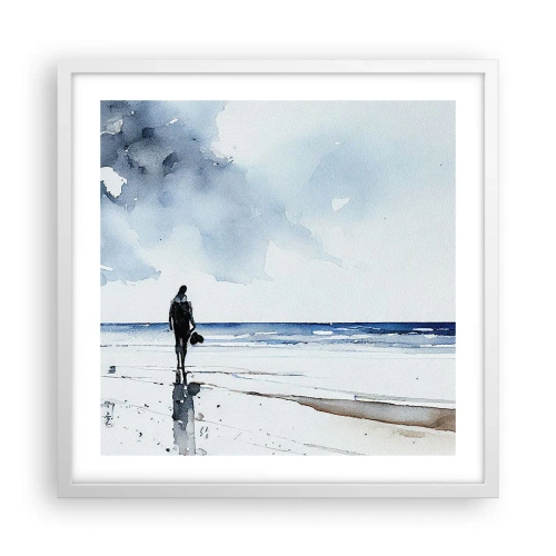 Poster in einem weißen Rahmen - Gespräch mit dem Meer - 50x50 cm
