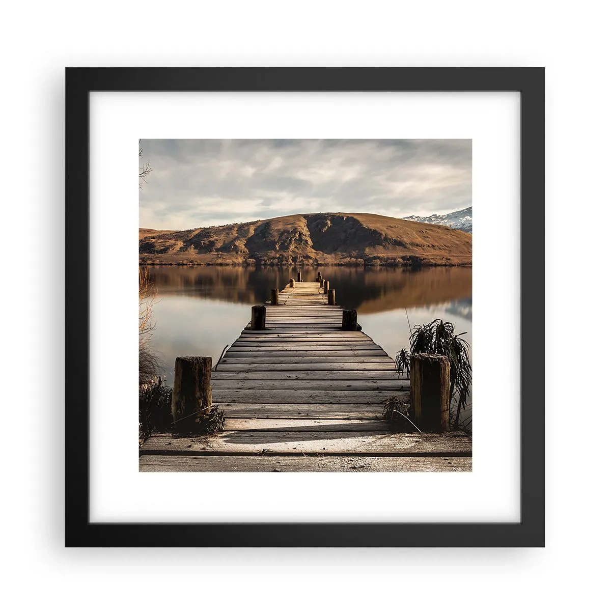 Poster in einem schwarzem Rahmen - Landschaft in Stille - 30x30 cm