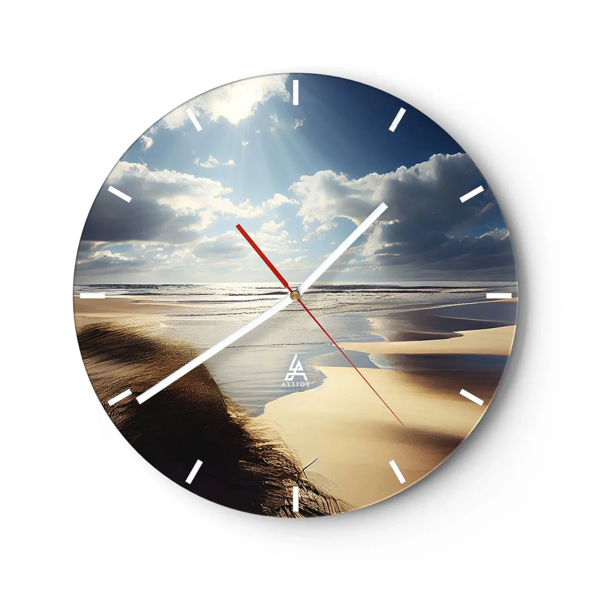 Wanduhr - Glasuhr - Strand, wilder Strand - 40x40 cm
