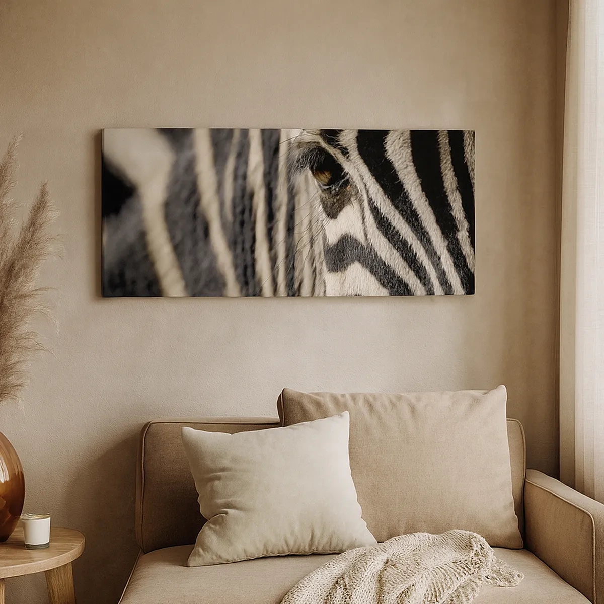 Bild auf Leinwand - Leinwandbild - Gestreiftes Porträt - 30x30 cm