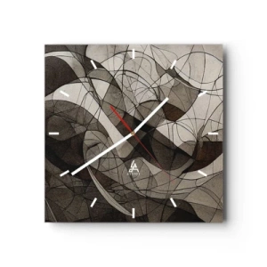 Wanduhr - Glasuhr - Abstraktes Muster in Braun- und Erdtönen - 30x30cm - Zirkulation von Erdfarben - Moderne Wanddekoration für Wohnzimmer und Schlafzimmer ARTTOR