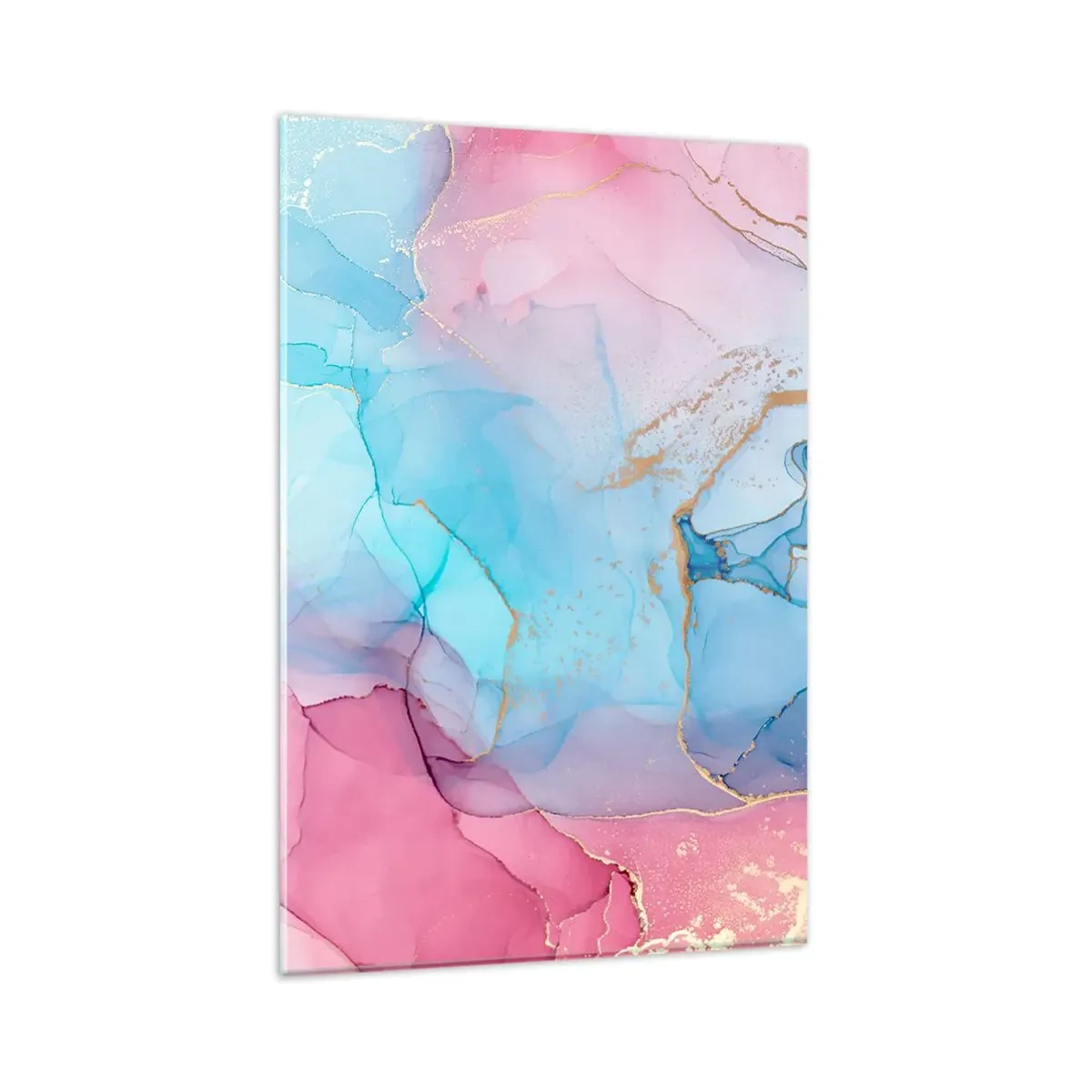 Glasbild - Bild auf glas - Abstrakte Pastellmuster mit goldenen Akzenten - 80x120cm - Begegnung und Durchdringung - Moderne Wanddekoration für Wohnzimmer und Schlafzimmer ARTTOR
