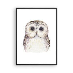 Poster in einem schwarzem Rahmen - Ein bezauberndes Aquarellporträt einer Eule - 50x70cm - Schau mir in die Augen - Moderne Wanddekoration für Wohnzimmer und Schlafzimmer ARTTOR