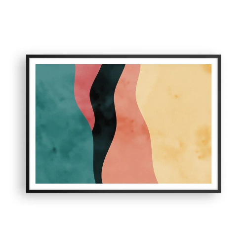 Poster in einem schwarzem Rahmen - Abstrakte Wellen in Pastellfarben - 100x70cm - Konforme Nichtkonformität - Moderne Wanddekoration für Wohnzimmer und Schlafzimmer ARTTOR