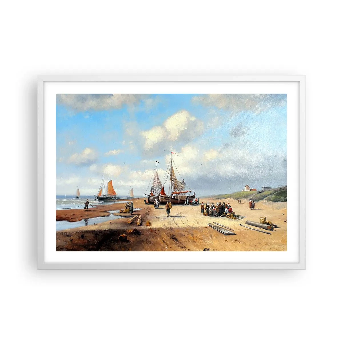 Poster in einem weißen Rahmen - Nach einem erfolgreichen Fischfang - 70x50 cm