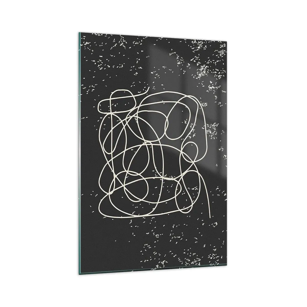 Glasbild - Bild auf glas - Abstrakte Linie auf schwarzem Hintergrund mit feinen Details - 80x120cm - Wandernde, umherschweifende Gedanken - Moderne Wanddekoration für Wohnzimmer und Schlafzimmer ARTTOR