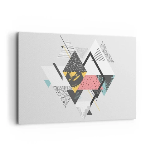 Bild auf Leinwand - Leinwandbild - Geometrische Muster auf hellem Hintergrund - 100x70cm - Variation über Dreieck und Raute - Moderne Wanddekoration für Wohnzimmer und Schlafzimmer ARTTOR
