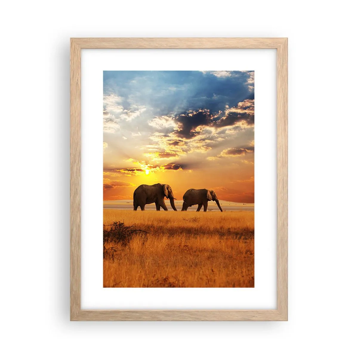 Poster in einem Rahmen aus heller Eiche - Familienspaziergang - 30x40 cm