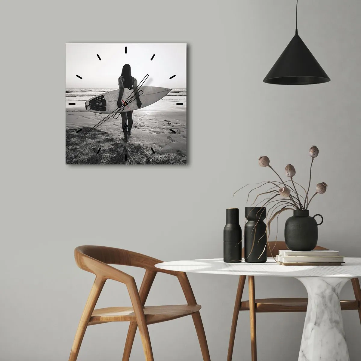 Wanduhr - Glasuhr - Die Tochter der Meereswelle - 40x40 cm