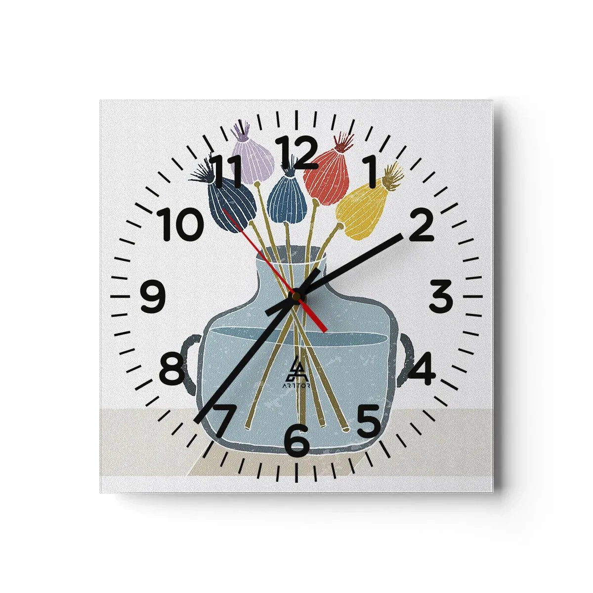 Wanduhr - Glasuhr - Es ist mucksmäuschenstill - 30x30 cm