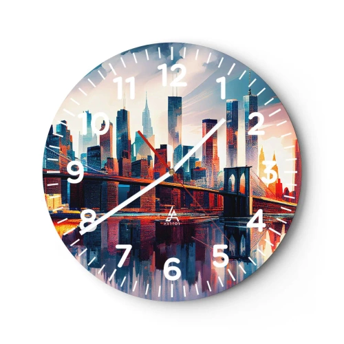 Wanduhr - Glasuhr - Traumhaftes New York - 40x40 cm