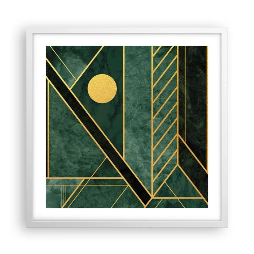 Poster in einem weißen Rahmen - Dynamik von Gold und Azurblau - 50x50 cm