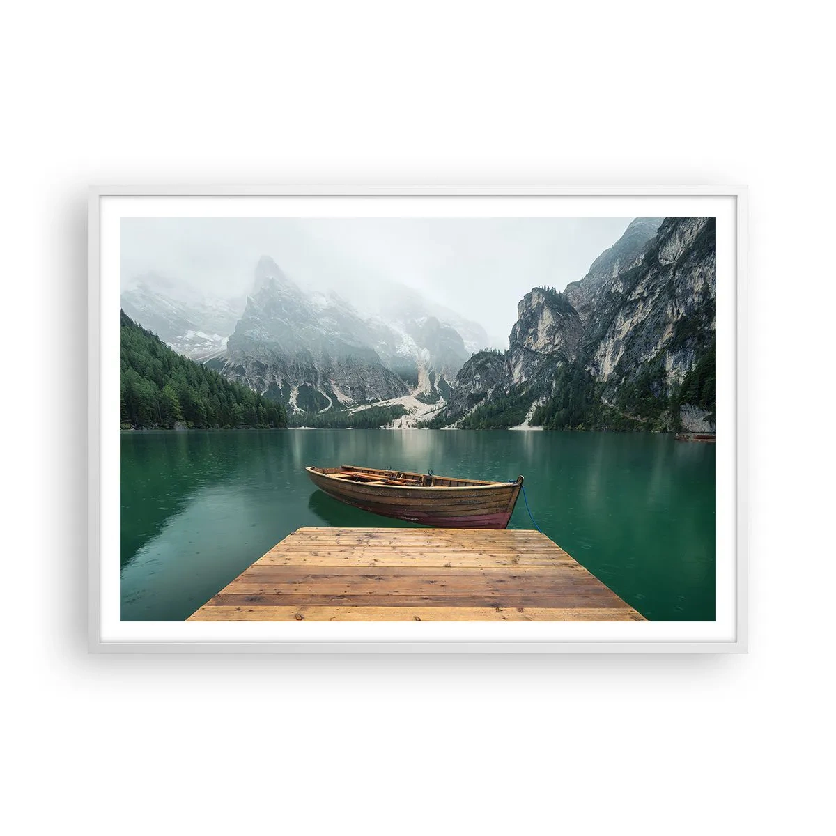 Poster in einem weißen Rahmen - Und die stolzen Felsen der Stirn - 100x70 cm