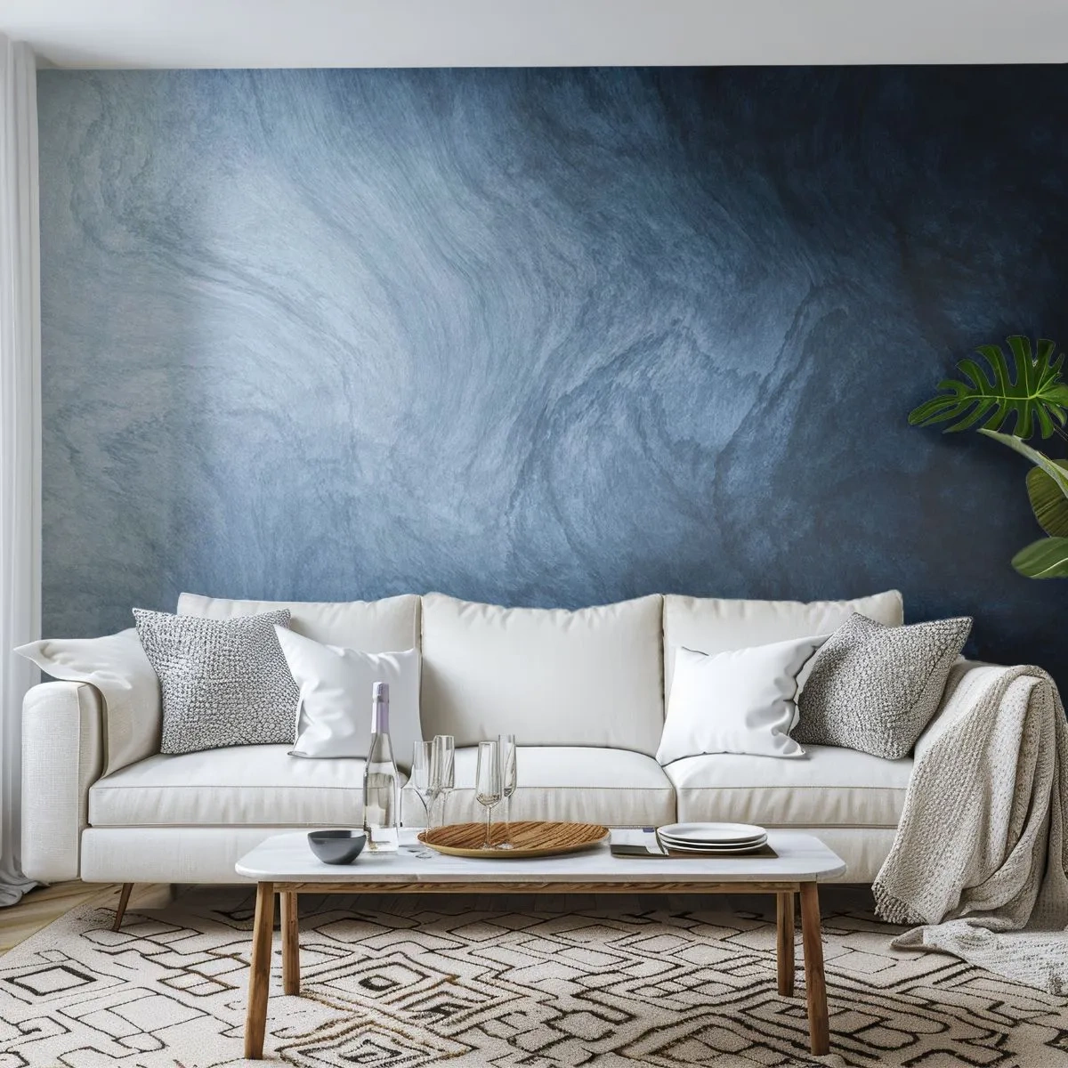 Fototapete Premium Sand - Abstrakte Tiefe in Marineblau- und Grautönen - 100x70cm - Greifen Sie tief - Moderne Wanddekoration für Wohnzimmer und Schlafzimmer ARTTOR