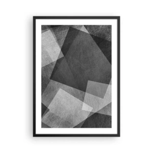 Poster in einem schwarzem Rahmen - Schwarz-Weiß-Abstraktion mit geometrischen Formen - 50x70cm - Das ewige Symbol für Beständigkeit und Ordnung - Moderne Wanddekoration für Wohnzimmer und Schlafzimmer ARTTOR