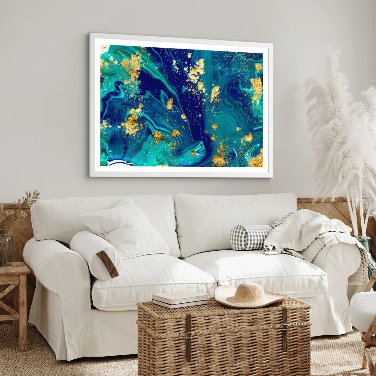 Poster in einem weißen Rahmen - Die Blütenblätter der Sonne - 91x61 cm